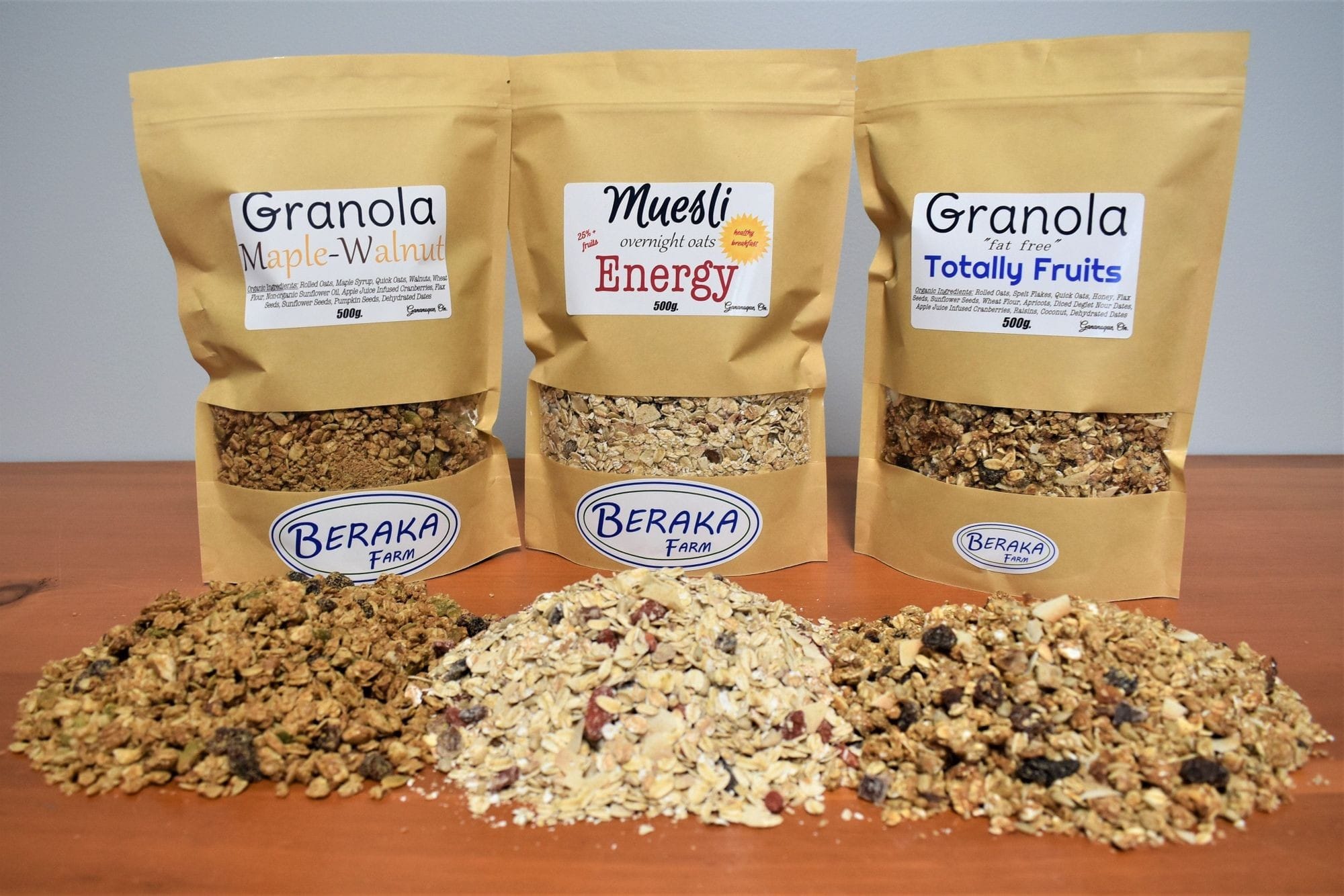 Granola and Muesli made with organic ingredients